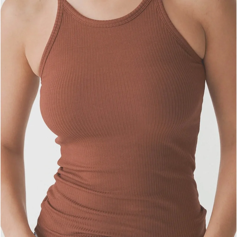 Klassy Network Brown Ribbed Tank Top - Picture 1 of 6